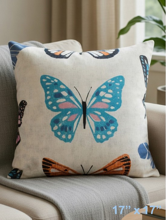 Butterfly Print Cushion Cover & FIller